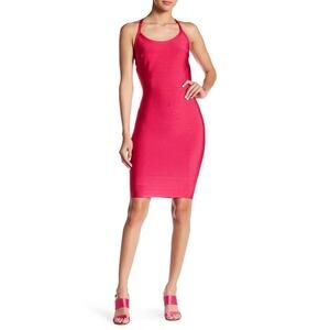 New Wow Couture Pink Cross-Back Bodycon Mini Dress Size Small Pink